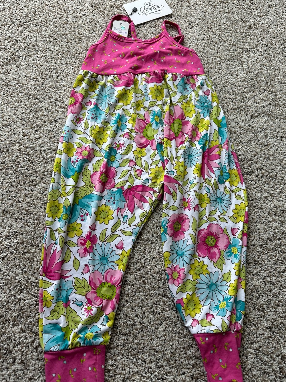 Girls Floral Pink Bamboo Romper